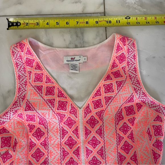 Vineyard Vines, women’s 2, cotton and linen maxi dress w/ hot pink woven accents - Picture 9 of 11
